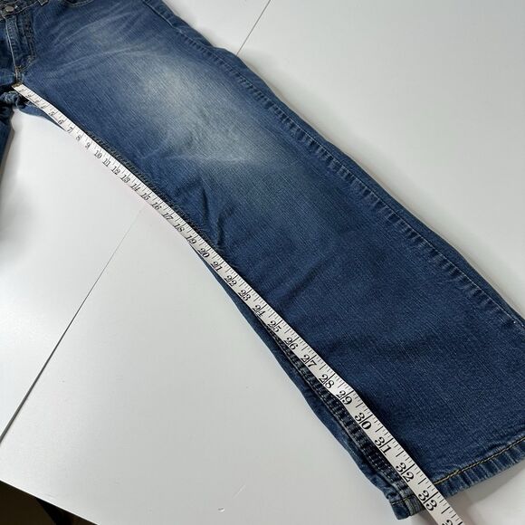 Levis 505 Denim Blue Jeans Mens 36 X 34 Medium Wash Straight Leg Mid Rise - Picture 12 of 14